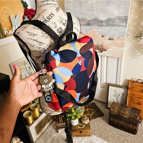 POABA Geometric Multicolored Convertible Anti - Theft Backpack. - Picture 6 of 15